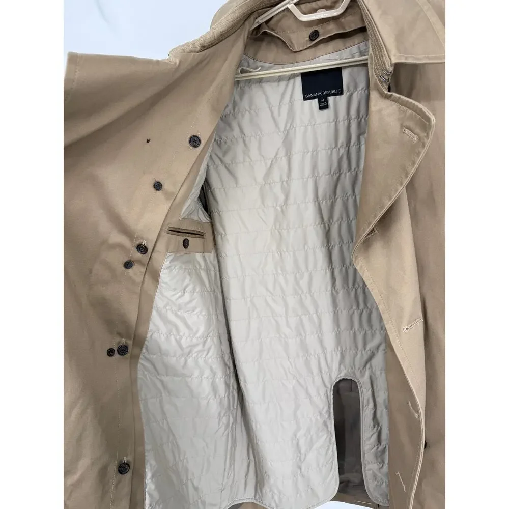 Banana Republic Classic Mens Trench Coat Removable Liner Size Medium NEW